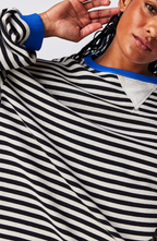 Women's Oversized Striped Sweatshirt Relaxed Balloon Sleeve Pullover