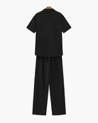 Men's Relaxed Polo Lounge Set Wide Leg Trousers