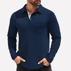 Men's Long Sleeve Polo Shirt Chest Pocket Casual Fit
