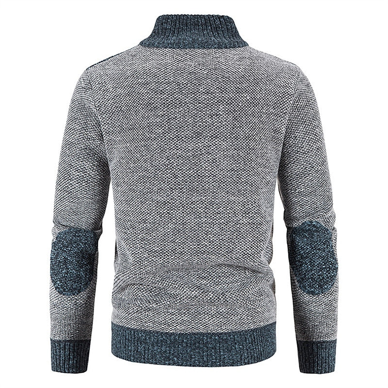 Men's Full Zip Knit Cardigan with Stand Collar