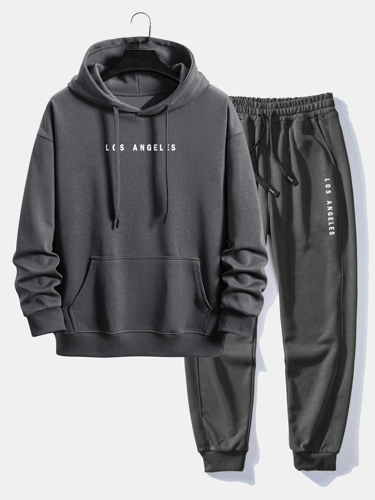 Men's Relaxed Cotton Blend Hoodie Tracksuit Printed Jogger Set