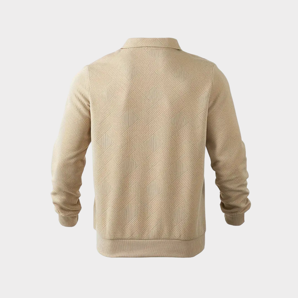 Men's Textured Half Zip Sweatshirt Smart Casual Polo Style