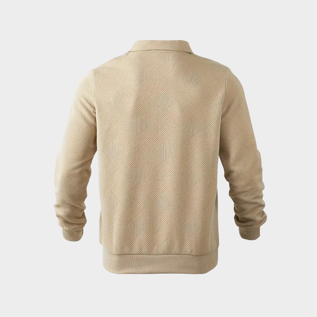 Men's Textured Half Zip Sweatshirt Smart Casual Polo Style