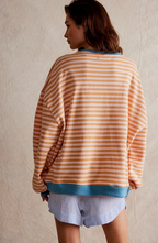 Women's Oversized Striped Sweatshirt Relaxed Balloon Sleeve Pullover