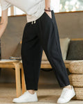 Men's Relaxed Drawstring Tapered Cotton Trousers