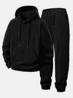 Men's Ribbed Corduroy Tracksuit Relaxed Hoodie and Tapered Joggers