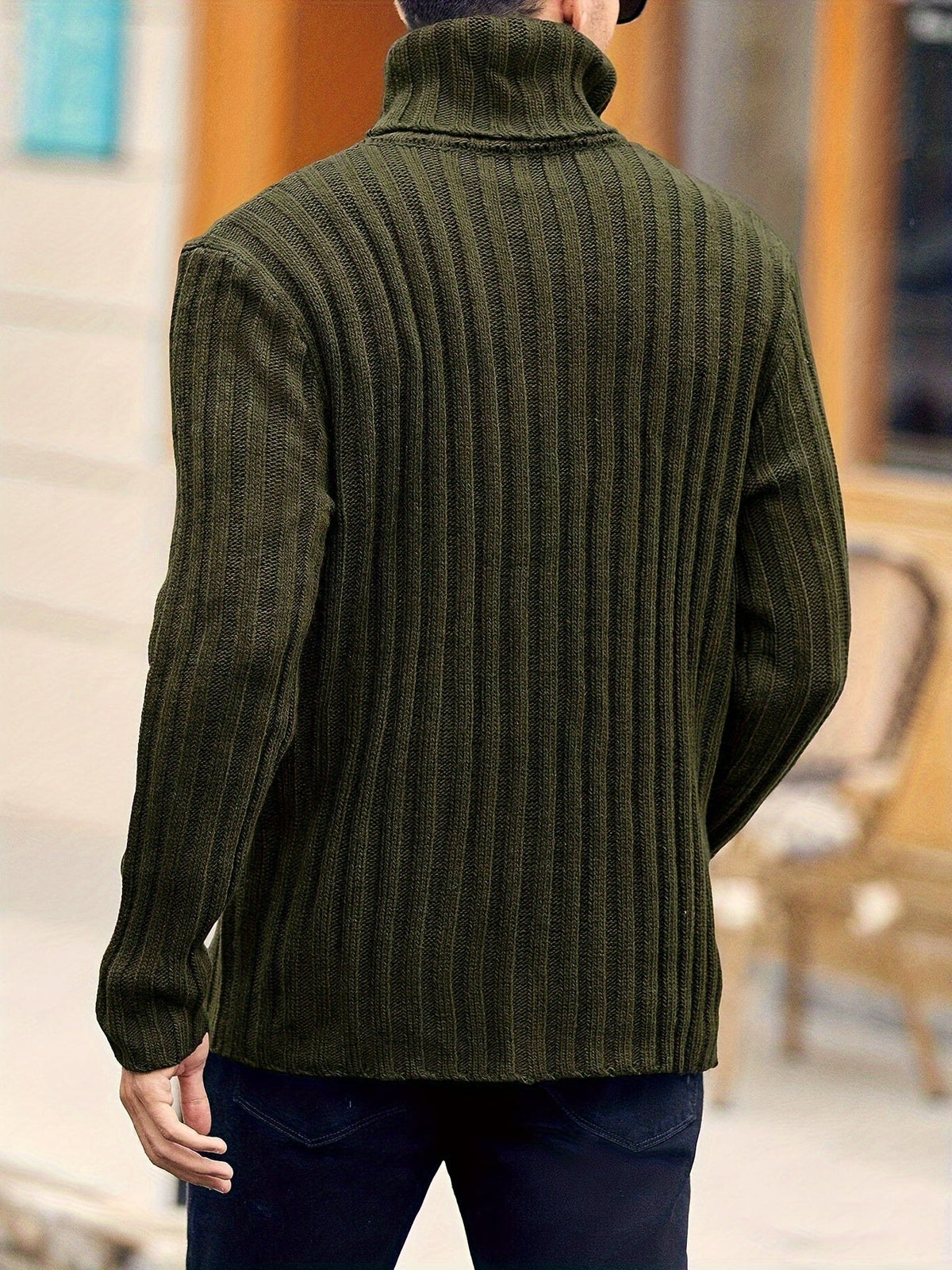 Women's High Neck Rib Texture Easy Fit Knit Pullover