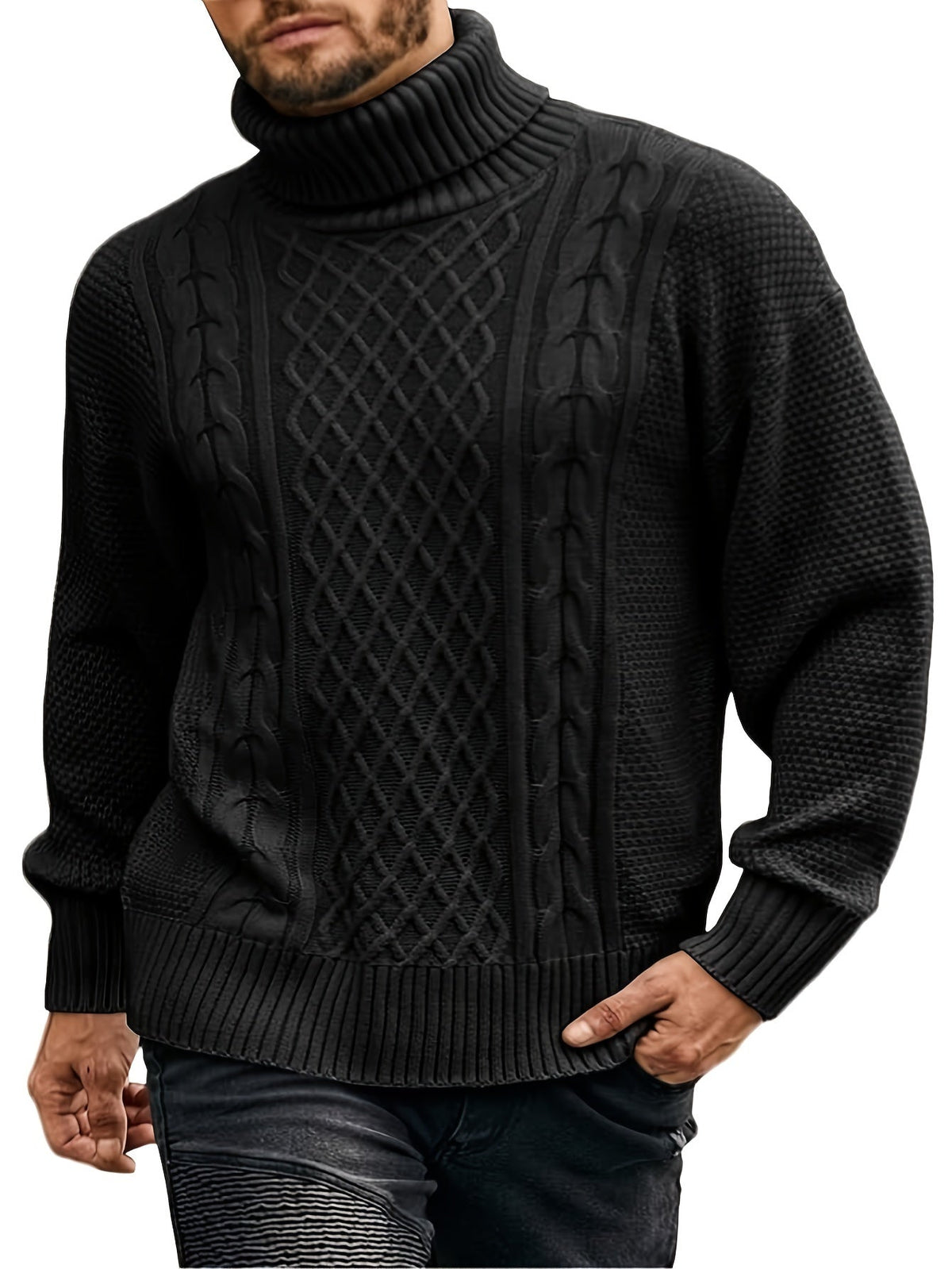 Women's Warm Turtleneck Cable Sweater in 2XL and 3XL