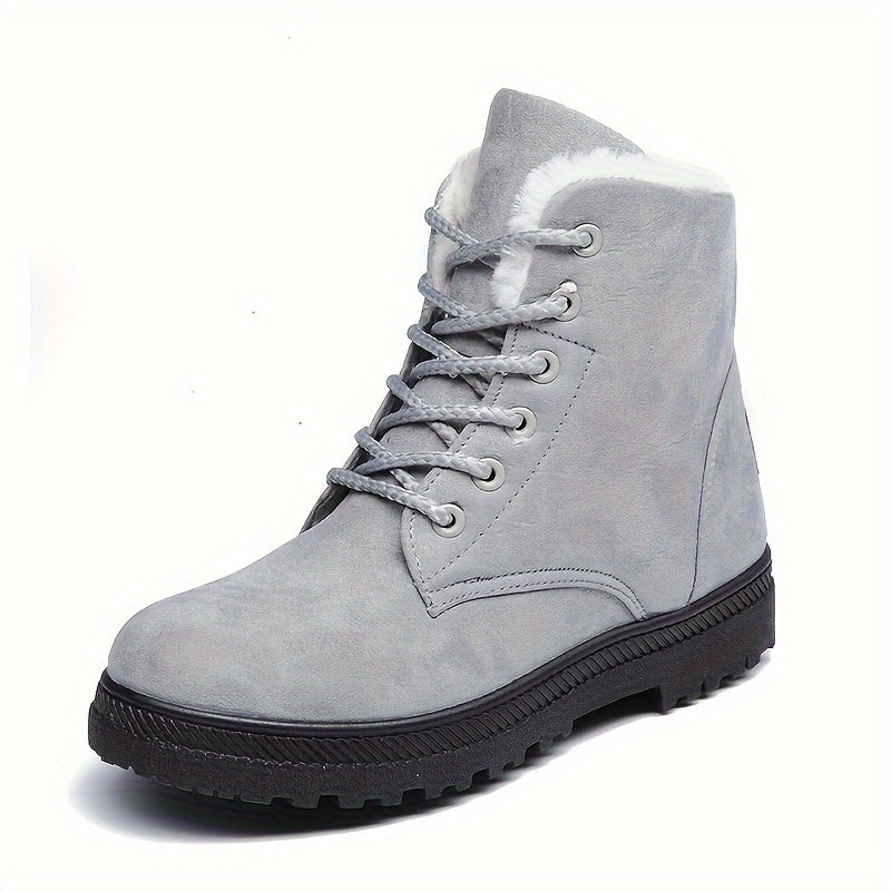 Women's Lightweight Everyday Winter Booties with Lace Front - Gray