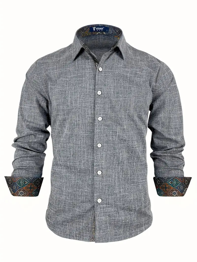 Men's Two-Tone Trim Modern Fit Button-Down Shirt