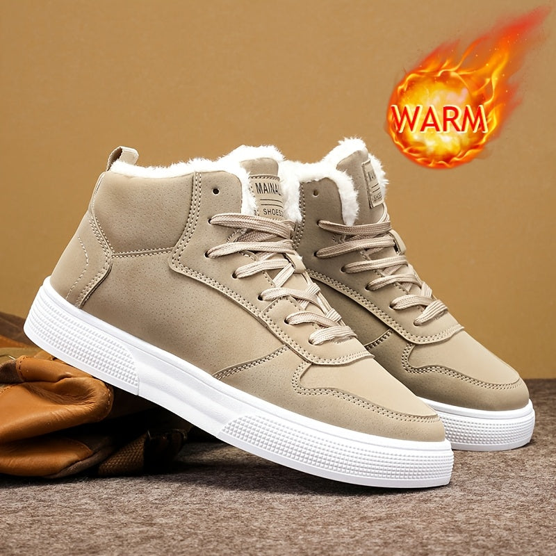 Women's Fleece-Lined Winter Lace-Up High-Tops - Khaki