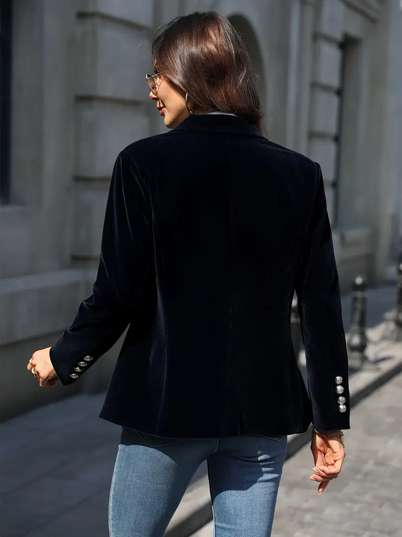 Women's Plush Velvet Evening Blazer with Subtle Sheen