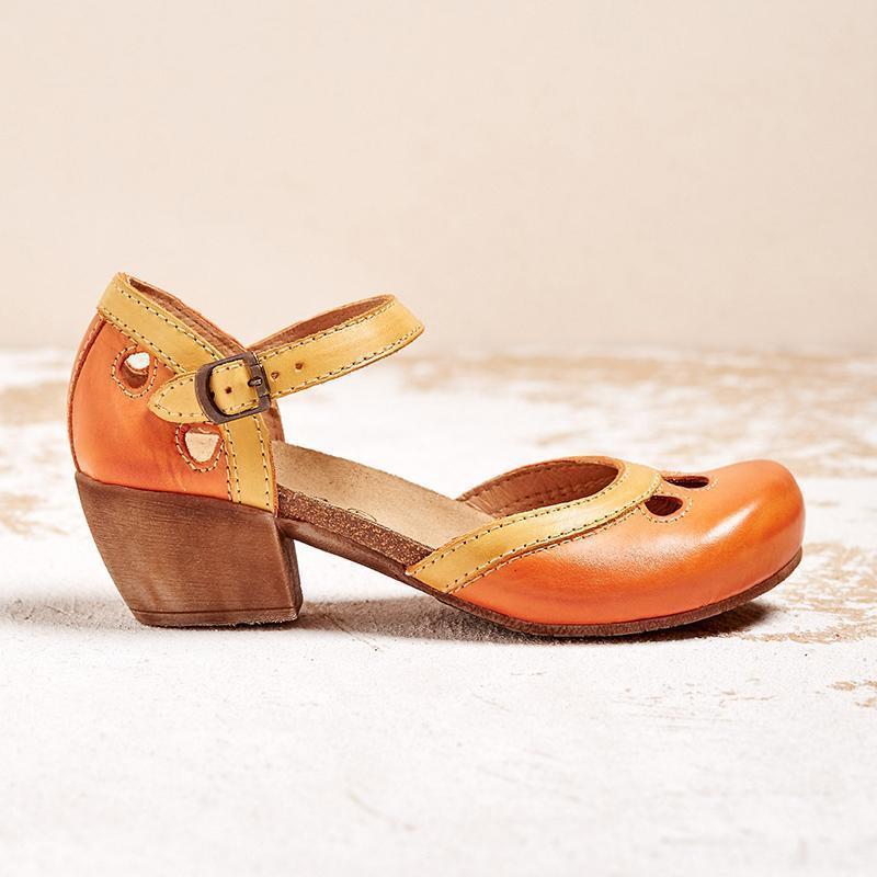 Women's Contrast-Panel Ankle Strap Flats with Cutout Details