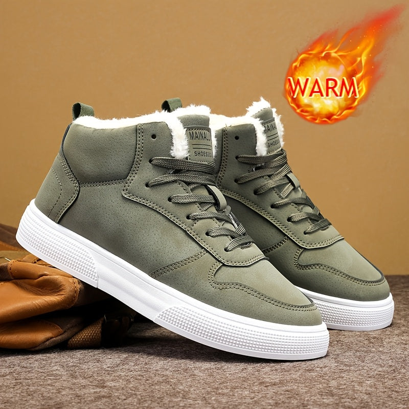 Women's Fleece-Lined Winter Lace-Up High-Tops - Dark Green