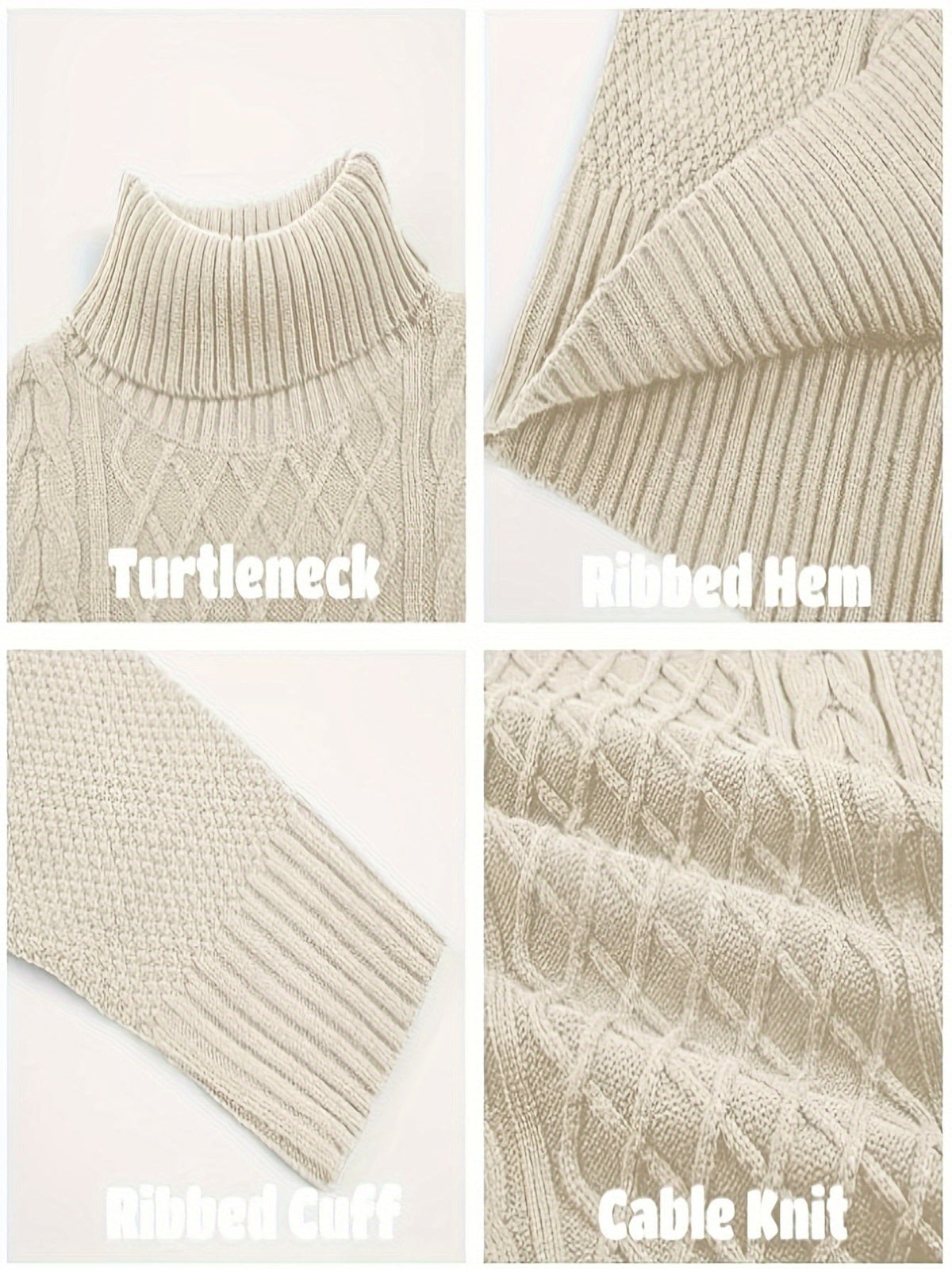 Women's Warm Turtleneck Cable Sweater in 2XL and 3XL