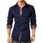 Men's Tailored Button Up Shirt Printed Trim Detail Design