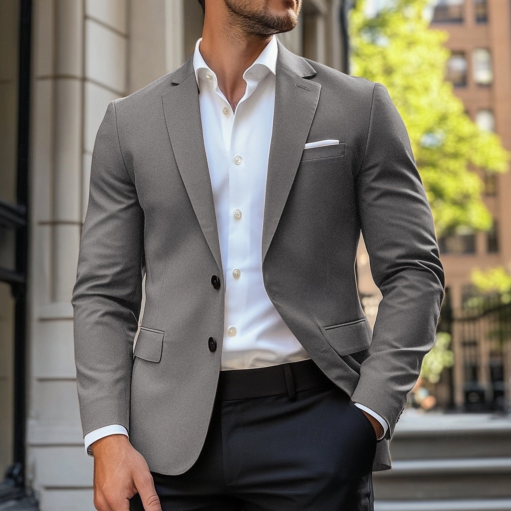 Men's Standard-Fit Casual Blazer for Office and Weekend - Light Gray