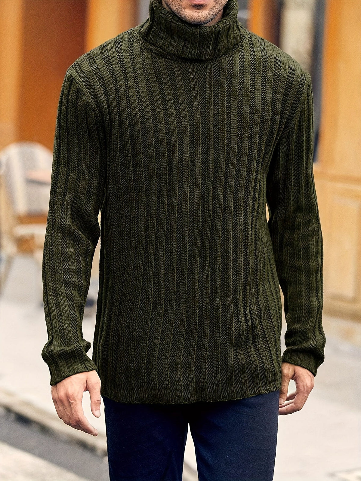 Women's High Neck Rib Texture Easy Fit Knit Pullover