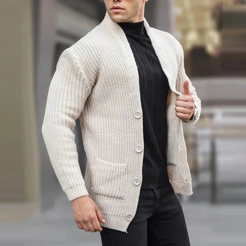 Men's Relaxed Fit Knit Cardigan with Pockets Lightweight Urban