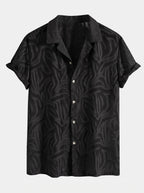 Men's Cuban Collar Summer Co Ord Textured Shirt Linen