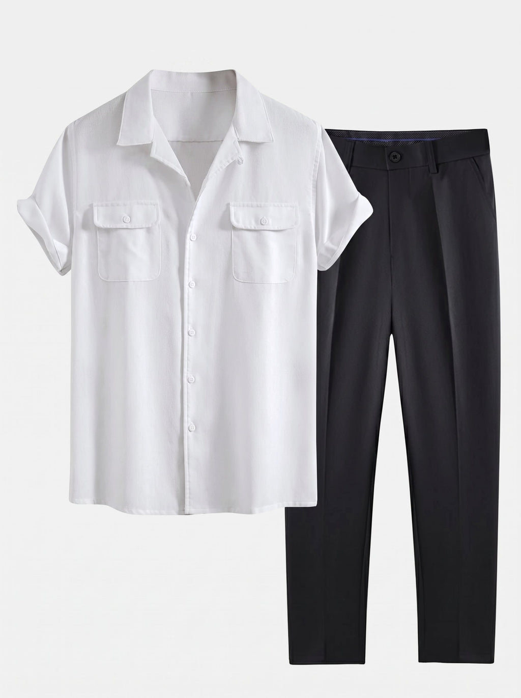 Men's Relaxed Summer Shirt and Trousers Set Cuban Collar