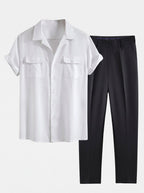 Men's Relaxed Summer Shirt and Trousers Set Cuban Collar