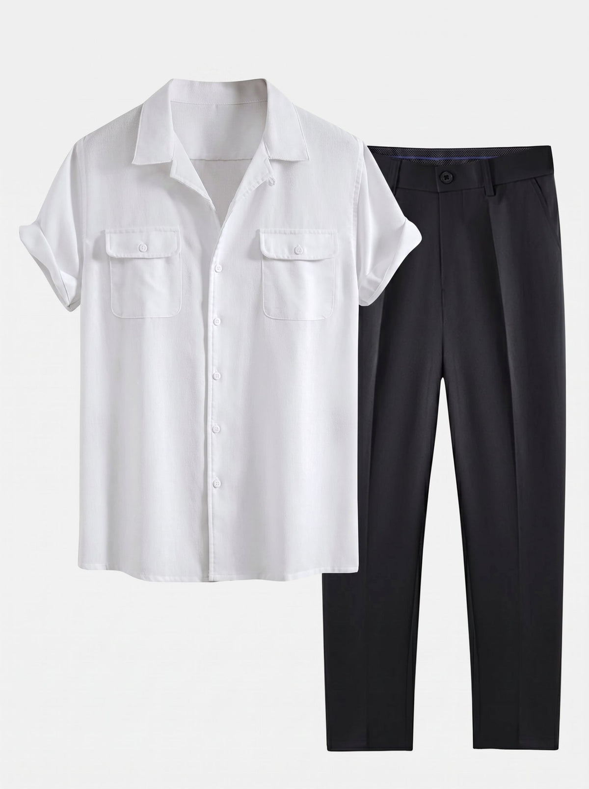 Men's Relaxed Summer Shirt and Trousers Set Cuban Collar
