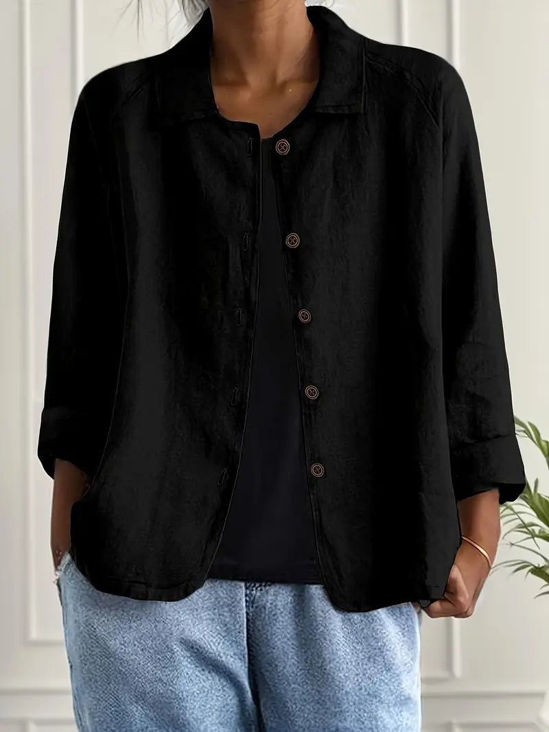 Women's Lightweight Button Front Jacket – Relaxed Summer