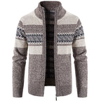 Men's Warm Knitted Zip Up Jacket Soft Stand Collar