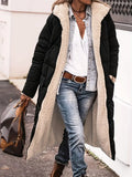 Women's Quilted-to-Sherpa Reversible Winter Coat with Hood - Black