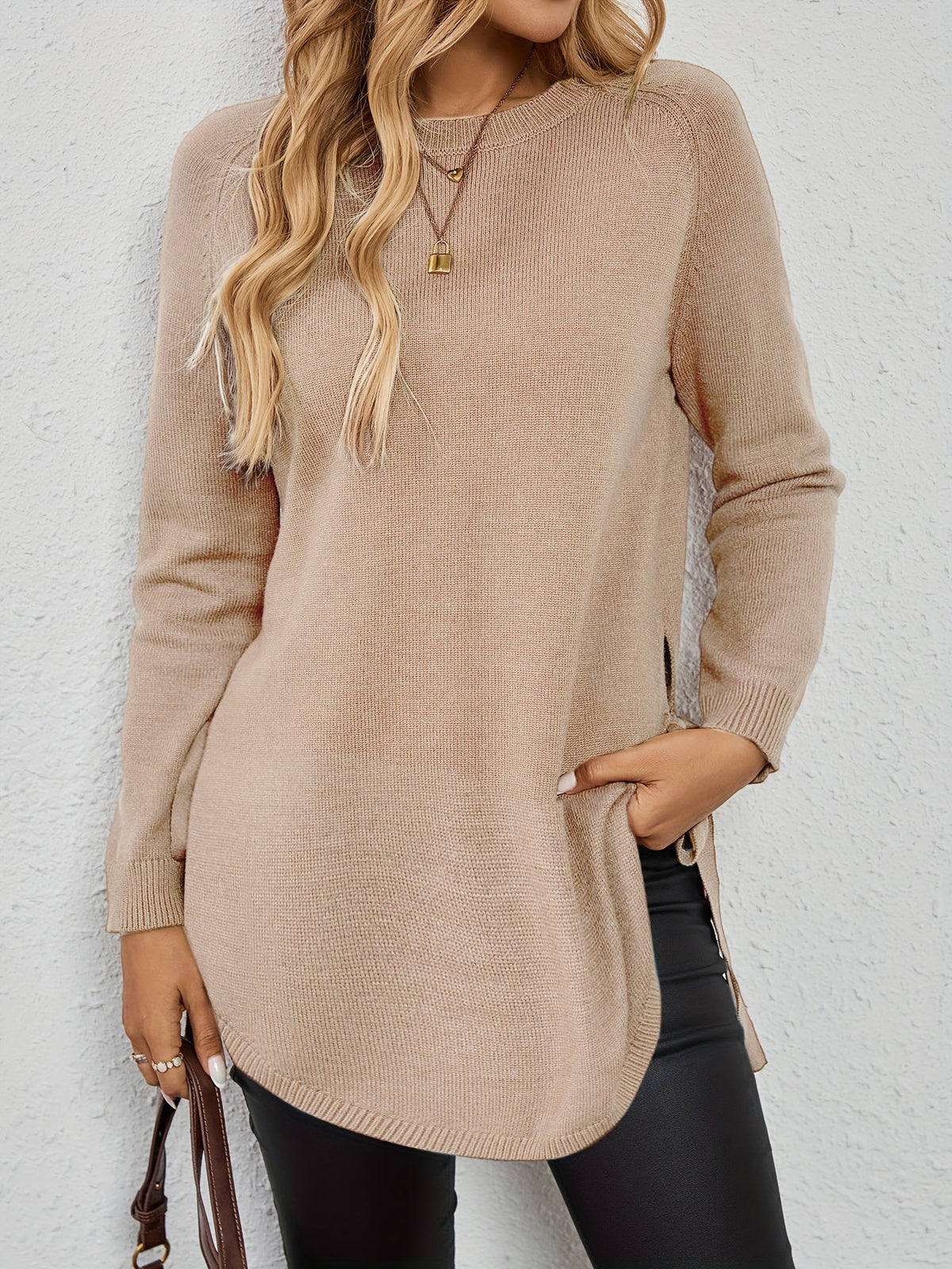 Women's Split-Side Tunic Length Pullover Sweater