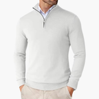 Men's Quarter Zip Pullover Ribbed Hem Knit Top