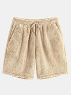 Men's Teddy Fleece Hoodie and Shorts Set Relaxed Two