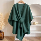 Women's Belted Poncho Coat – Windproof Layer
