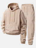 Men's Ribbed Corduroy Tracksuit Relaxed Hoodie and Tapered Joggers
