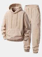 Men's Ribbed Corduroy Tracksuit Relaxed Hoodie and Tapered Joggers