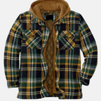 Men's Warm Hooded Overshirt Jacket Printed Quilted Layer