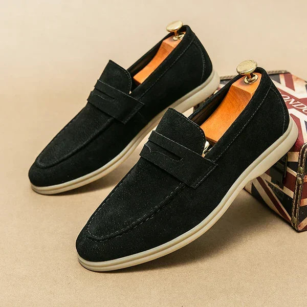 Men's Suede Look Penny Loafers Comfortable Slip On Shoes