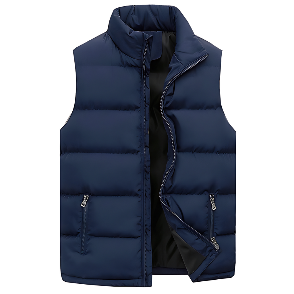 Men's Padded Quilted Gilet High Collar Zip Layer