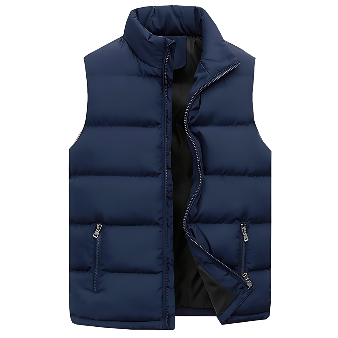 Men's Padded Quilted Gilet High Collar Zip Layer