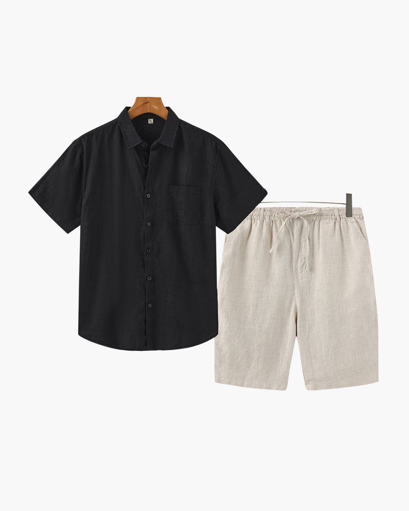 Men's Linen Shirt and Shorts Relaxed Summer Set