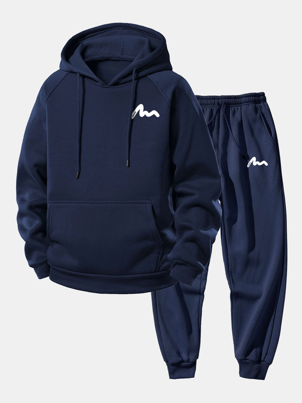 Men's Printed Hoodie Tracksuit Relaxed Polyester Jogger Set