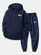 Men's Printed Hoodie Tracksuit Relaxed Polyester Jogger Set