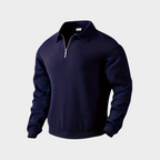 Men's Textured Half Zip Sweatshirt Smart Casual Polo Style