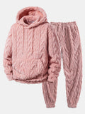 Men's Teddy Fleece Two Piece Set Relaxed Hoodie