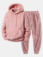 Men's Teddy Fleece Two Piece Set Relaxed Hoodie