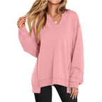 Women's Oversized V-Neck Sweatshirt Tunic Long Sleeve