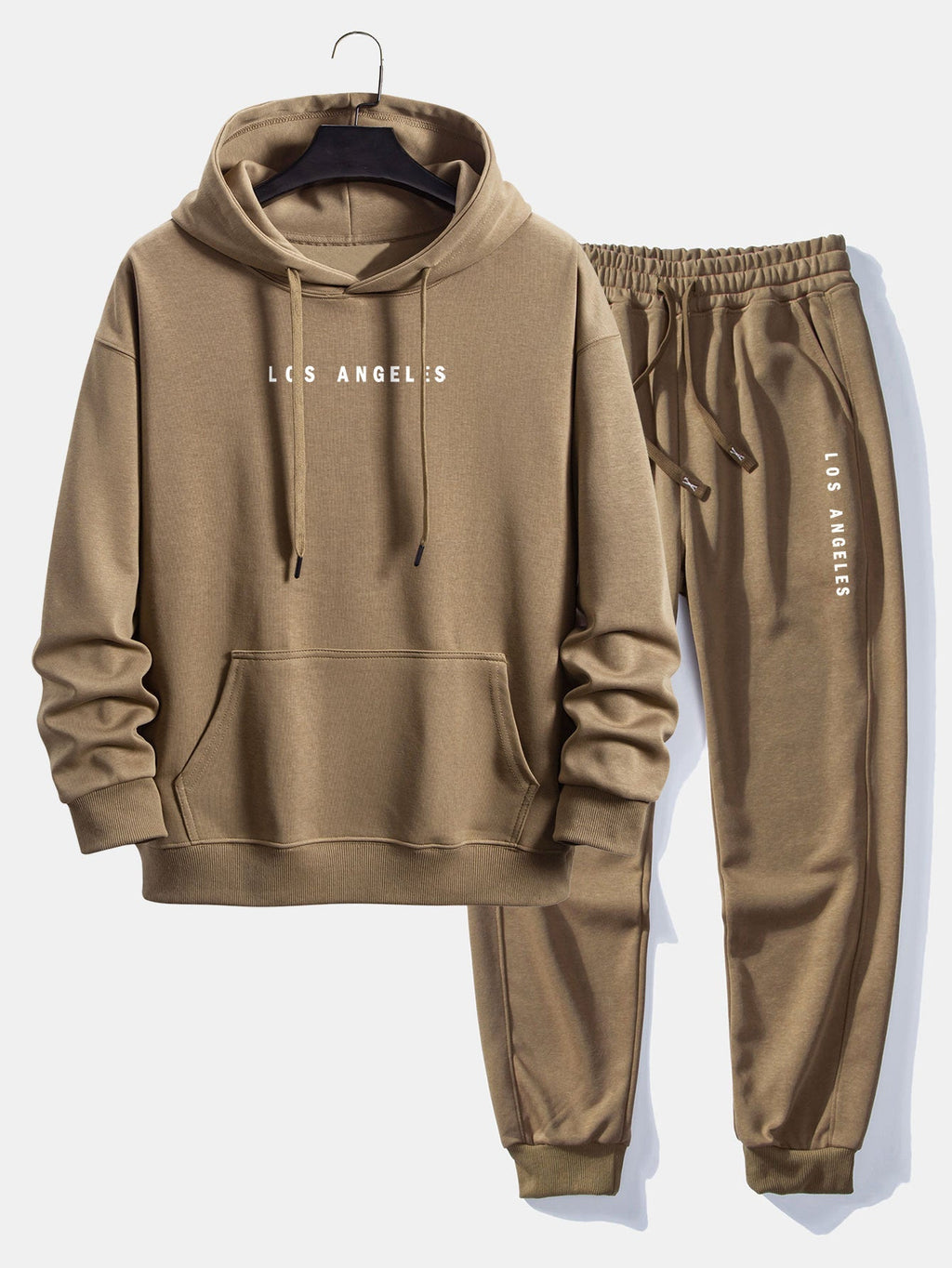 Men's Relaxed Cotton Blend Hoodie Tracksuit Printed Jogger Set