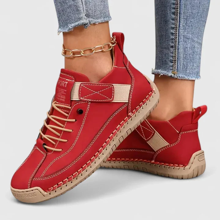 Women's Streamlined Soft-Step Everyday Walking Sneakers - Red