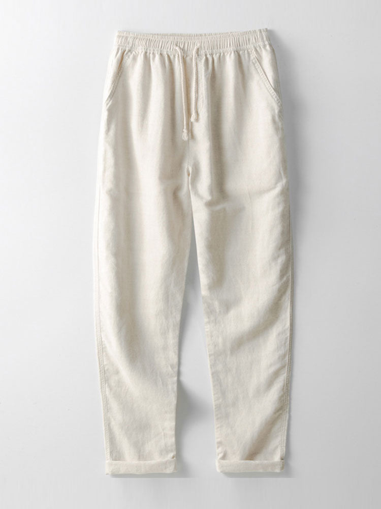 Men's Printed Cuban Shirt and Linen Blend Trousers Summer